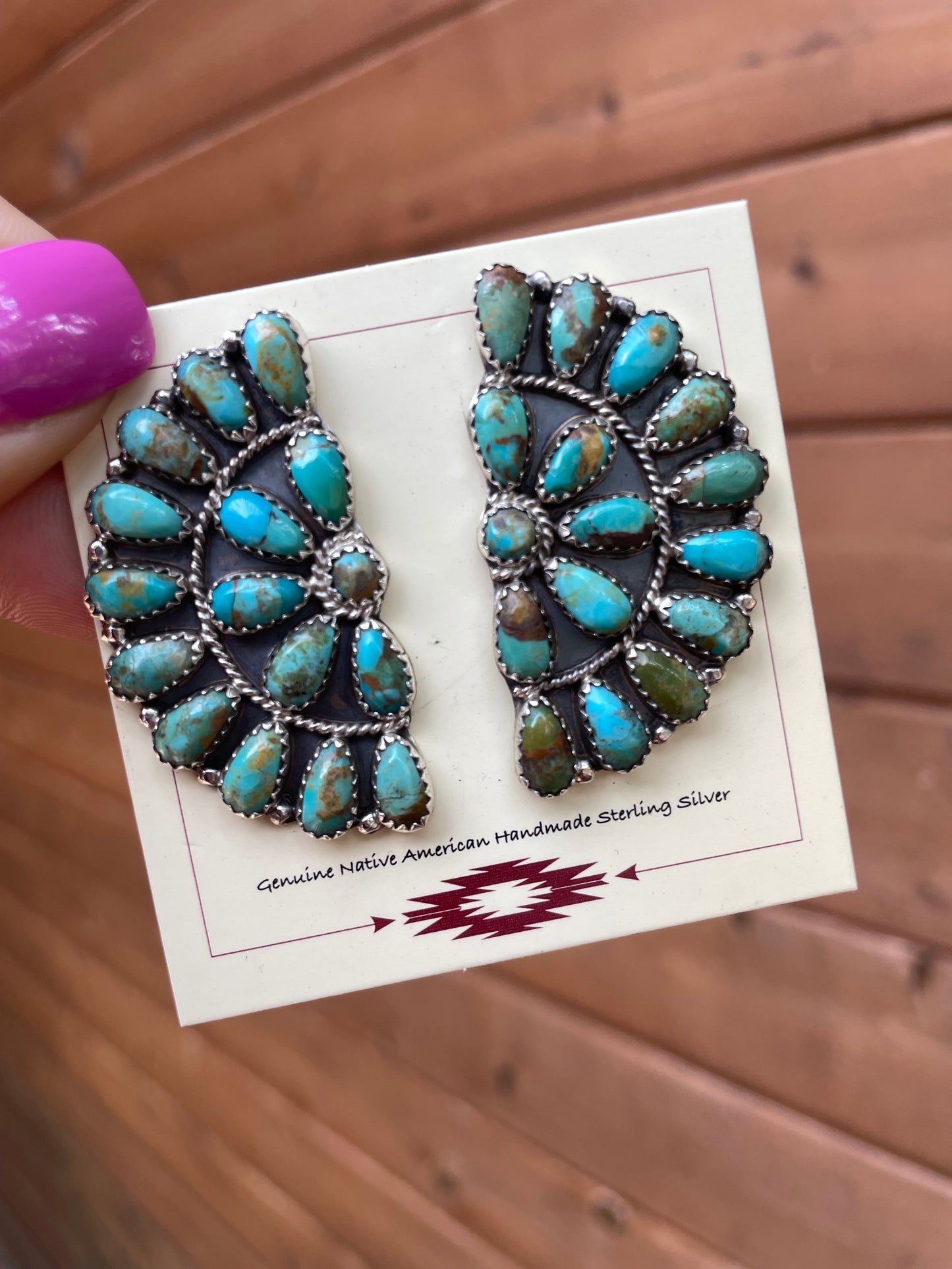 Turquoise half cluster earrings