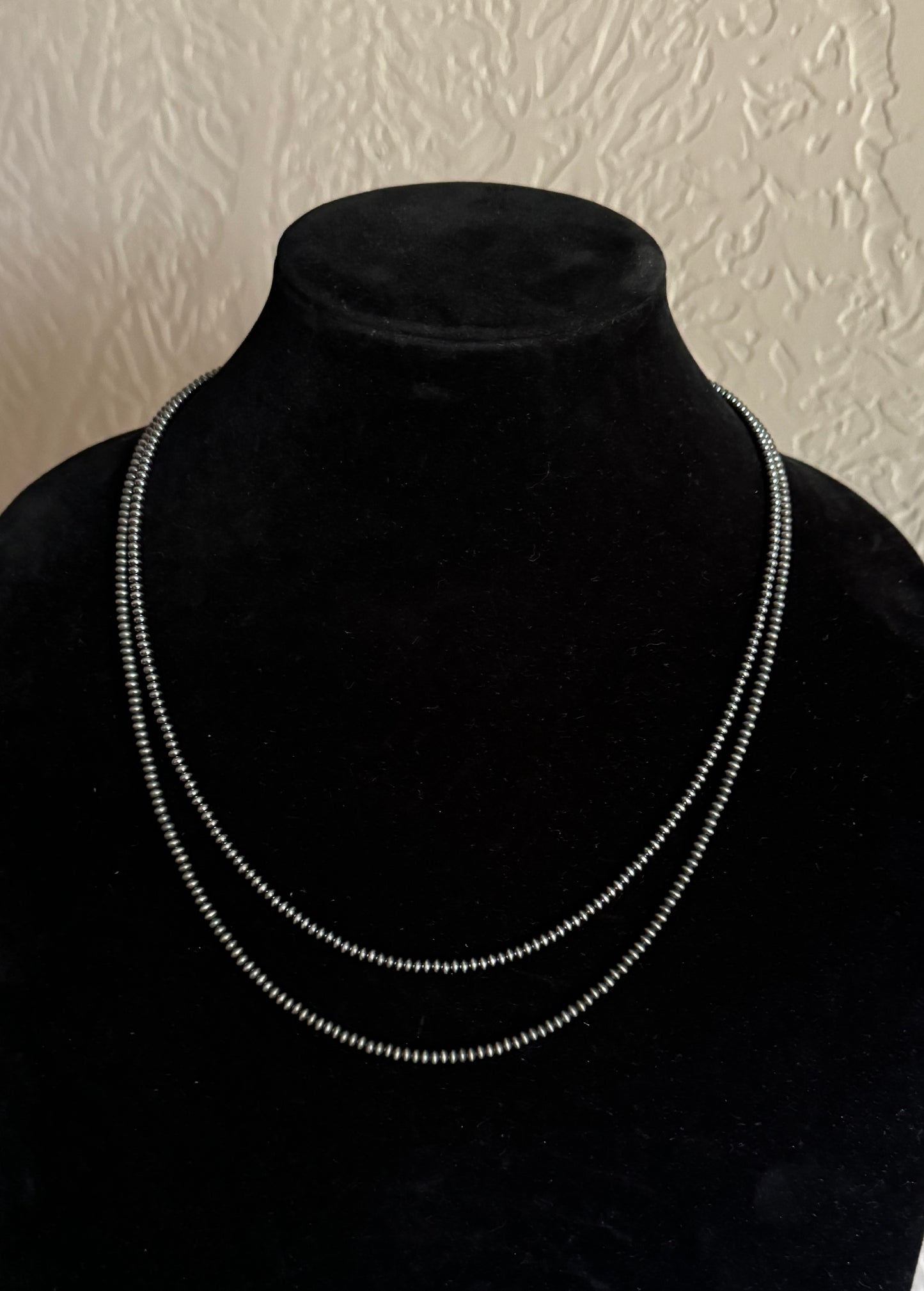3MM Sterling Silver Rondelle Pearl necklace, 22” and 24”