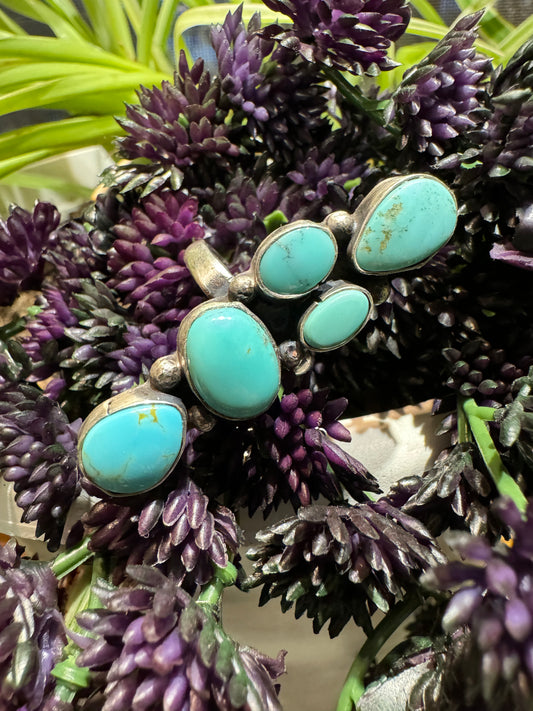 Multi stone turquoise ring, adjustable