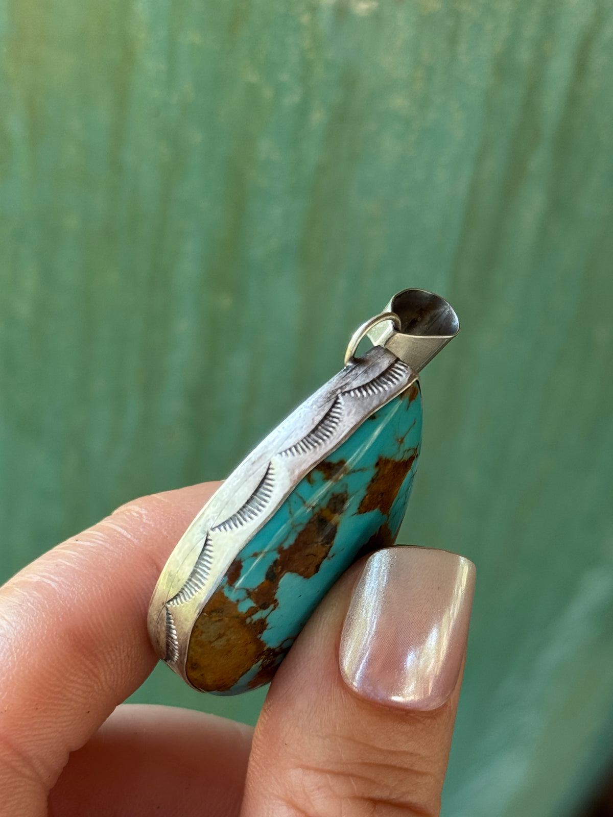 Gloria Rios stamped Sterling Silver Turquoise pendant