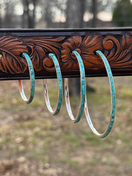 Federico Sterling Silver Turquoise hoop earrings