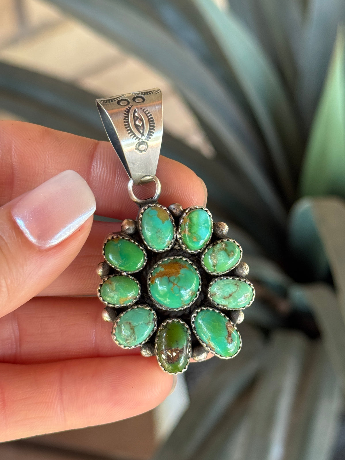 A. Spencer Sterling Silver Turquoise cluster pendant