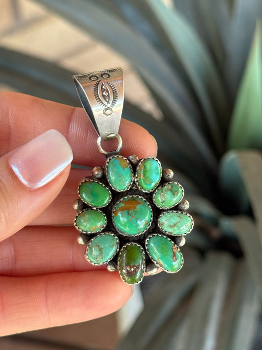 A. Spencer Sterling Silver Turquoise cluster pendant