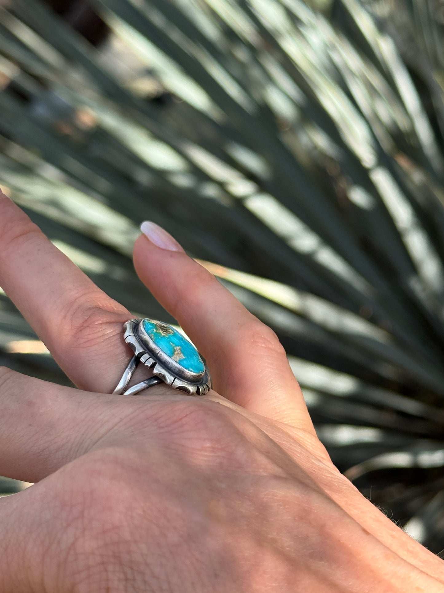 Beautiful Sonoran turquoise Sterling Silver ring, size 7