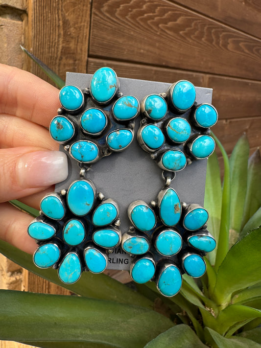 Statement turquoise cluster earrings