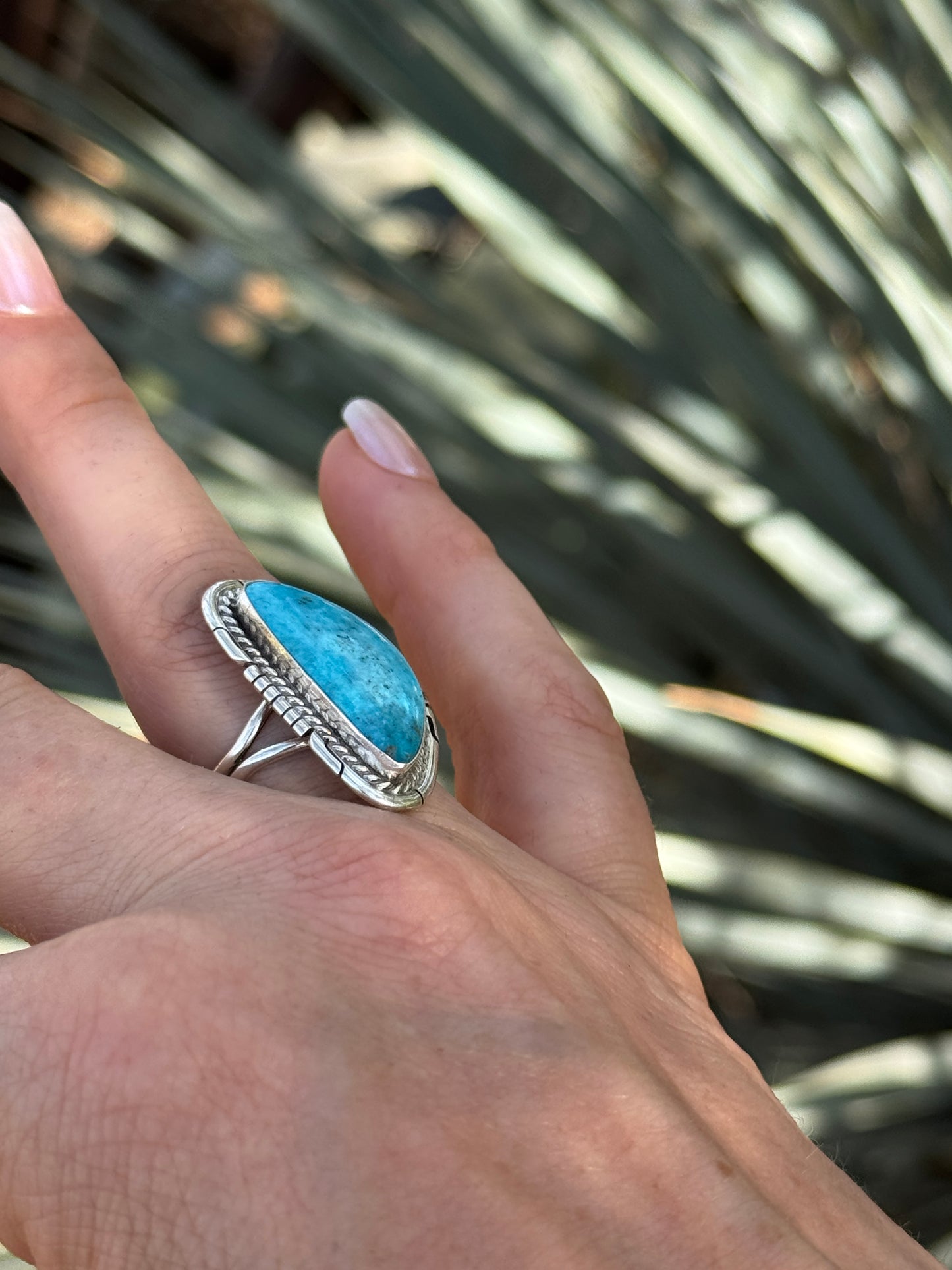 White Water Turquoise Sterling Silver ring, size 8