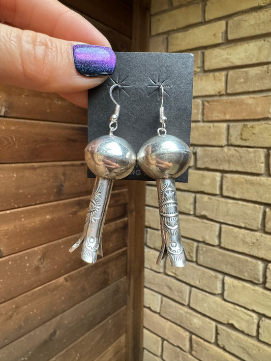 Large blossom stamped earrings