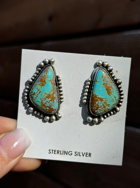Gorgeous turquoise with sterling silver dot detail earrings