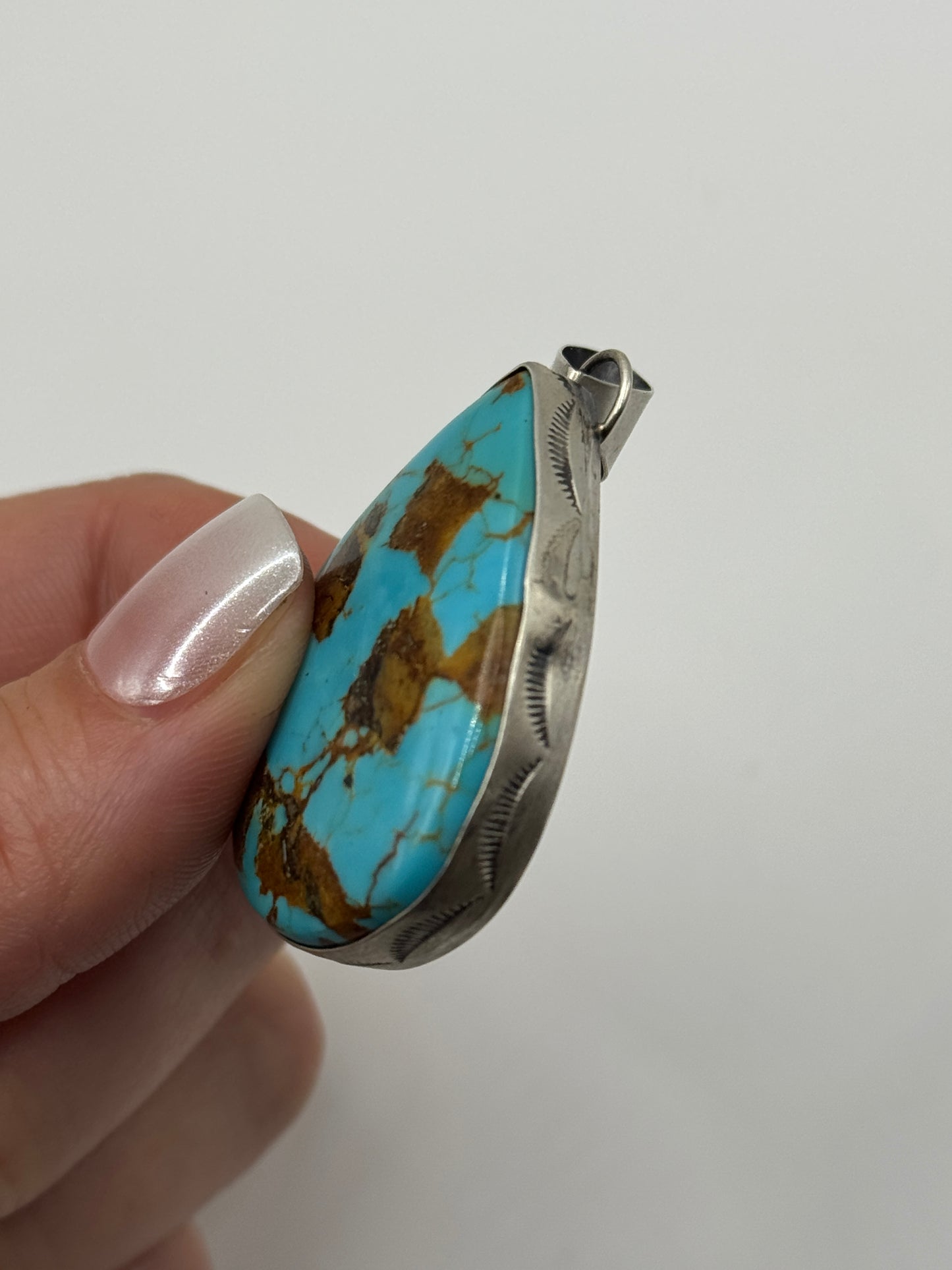 Gloria Rios stamped Sterling Silver Turquoise pendant