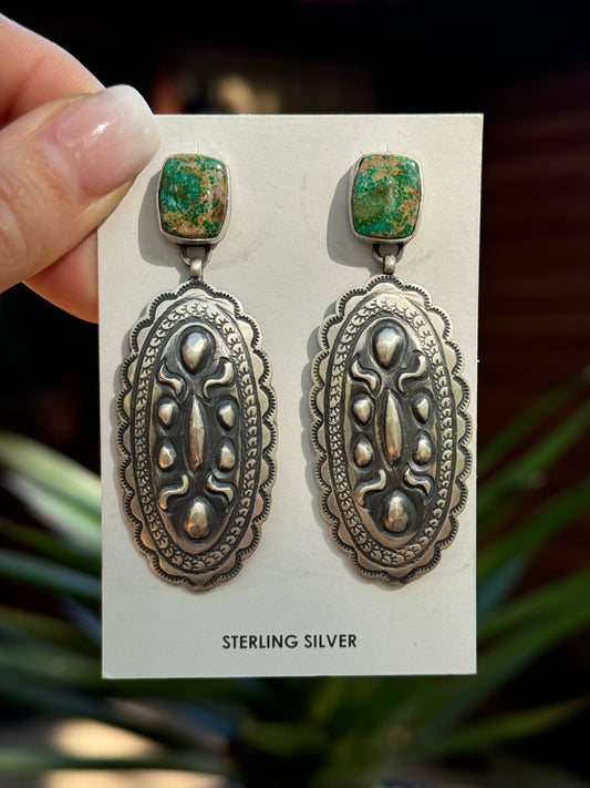 Turquoise concho earrings