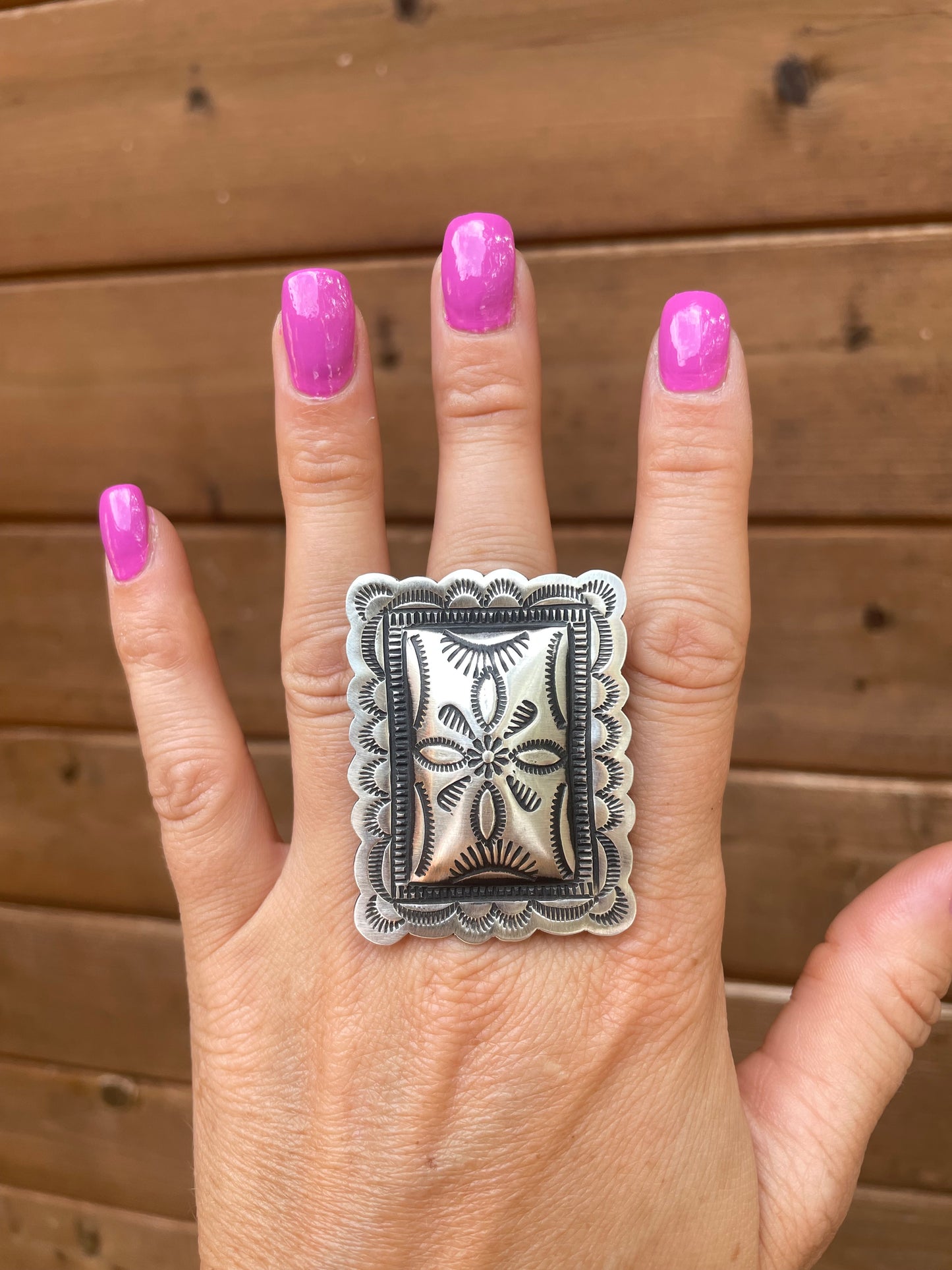 Sterling silver rectangle statement ring