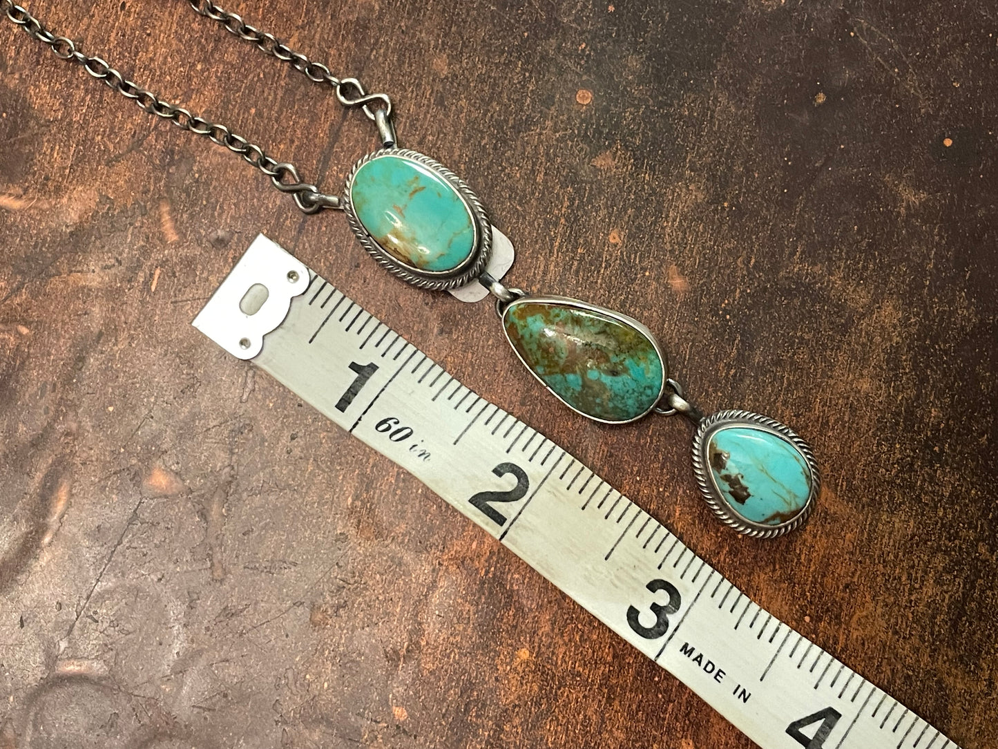 Multi turquoise 3 stone necklace