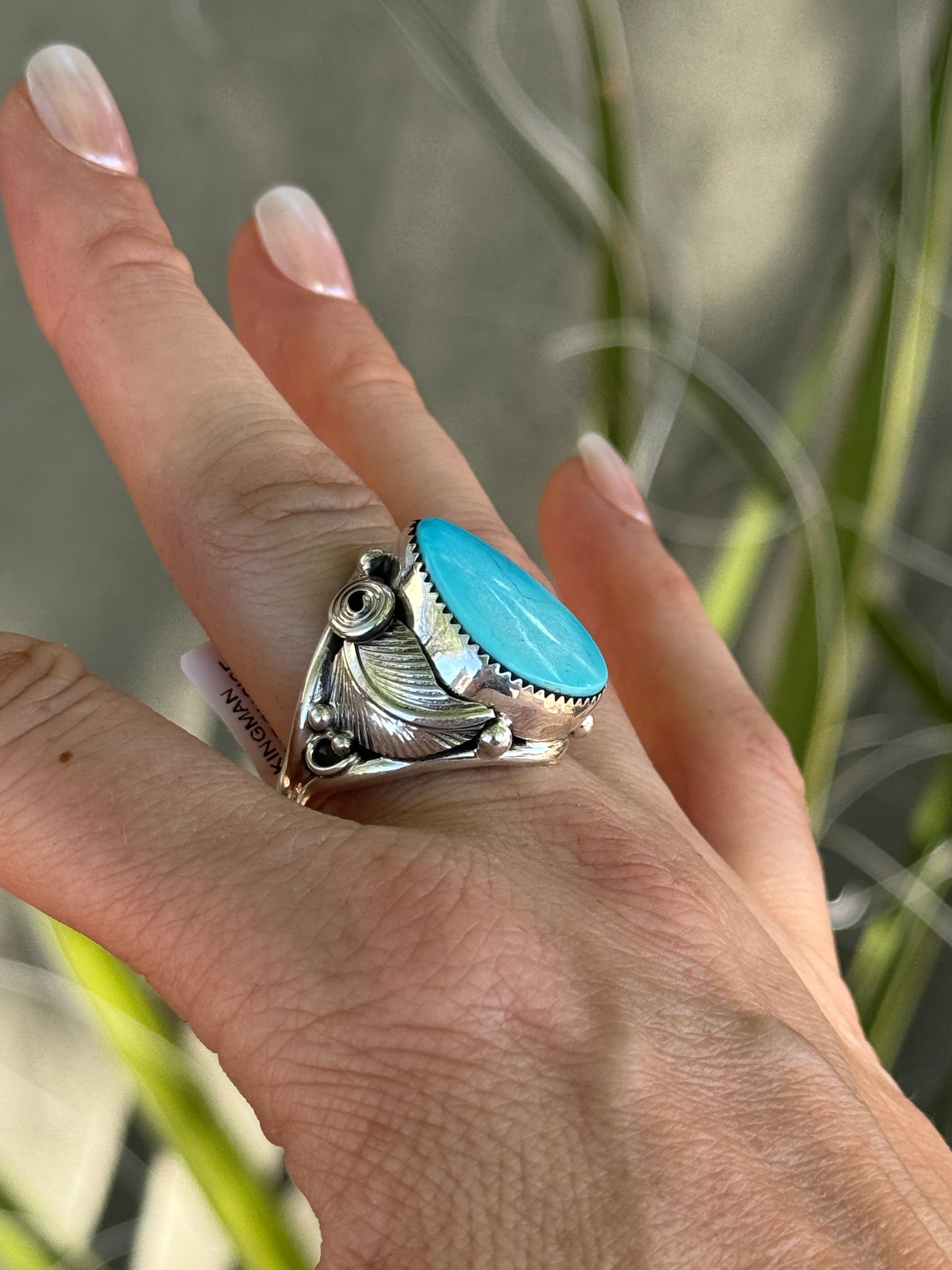 Kingman turquoise Sterling Silver ring, size 11