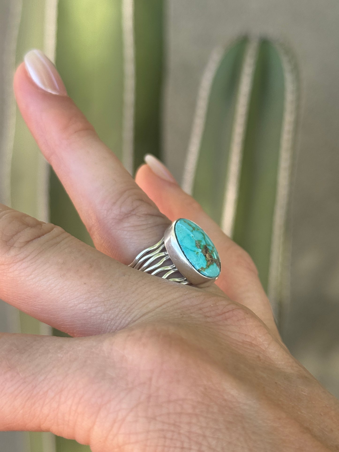 High grade turquoise braided wire ring, size 7, 7.5, 9.5