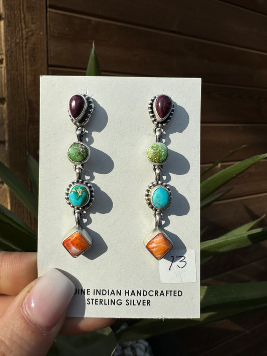 Navajo handmade multi stone earrings
