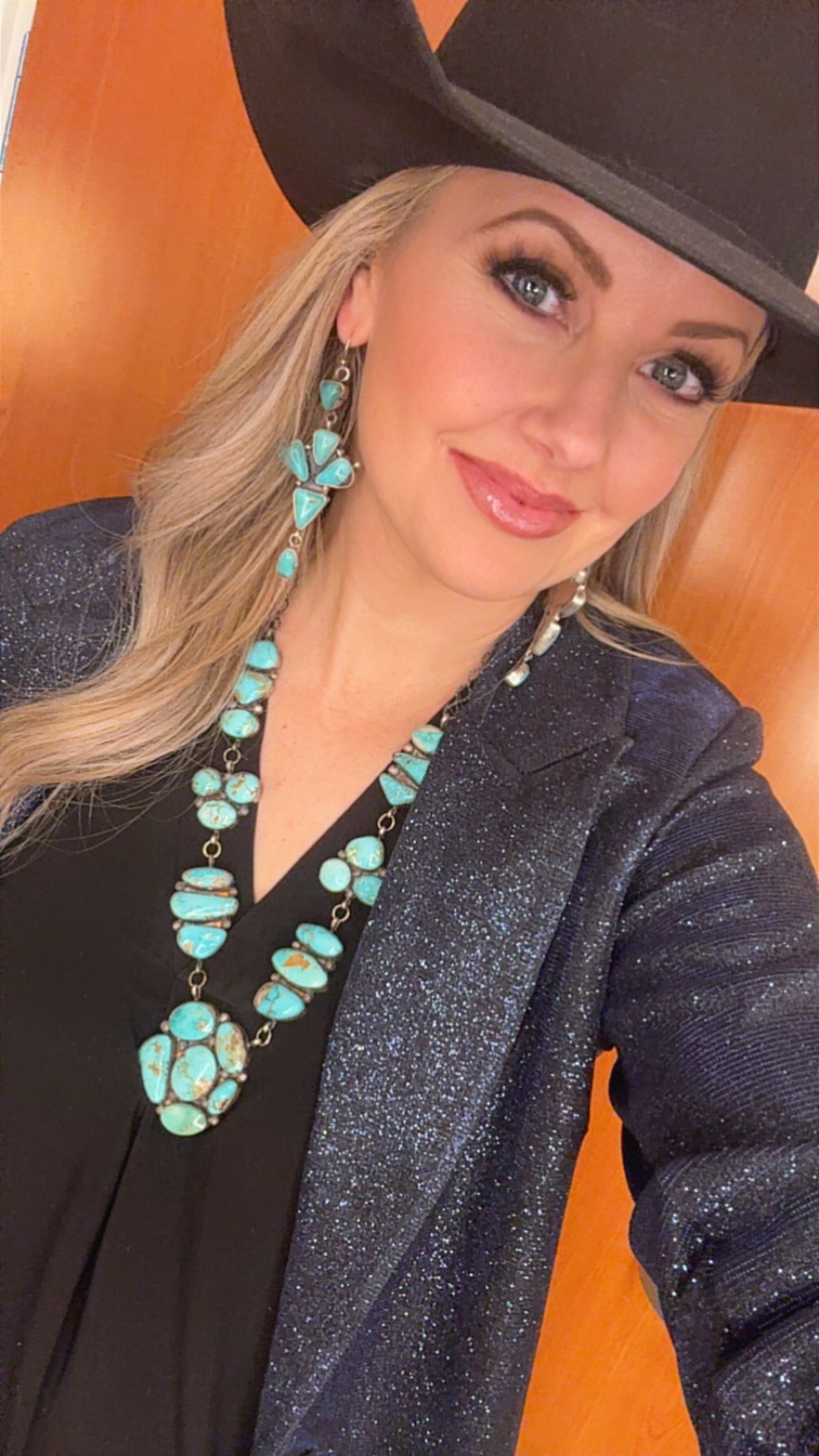 Marie Thompson Navajo handmade Sonoran Gold necklace and earrings