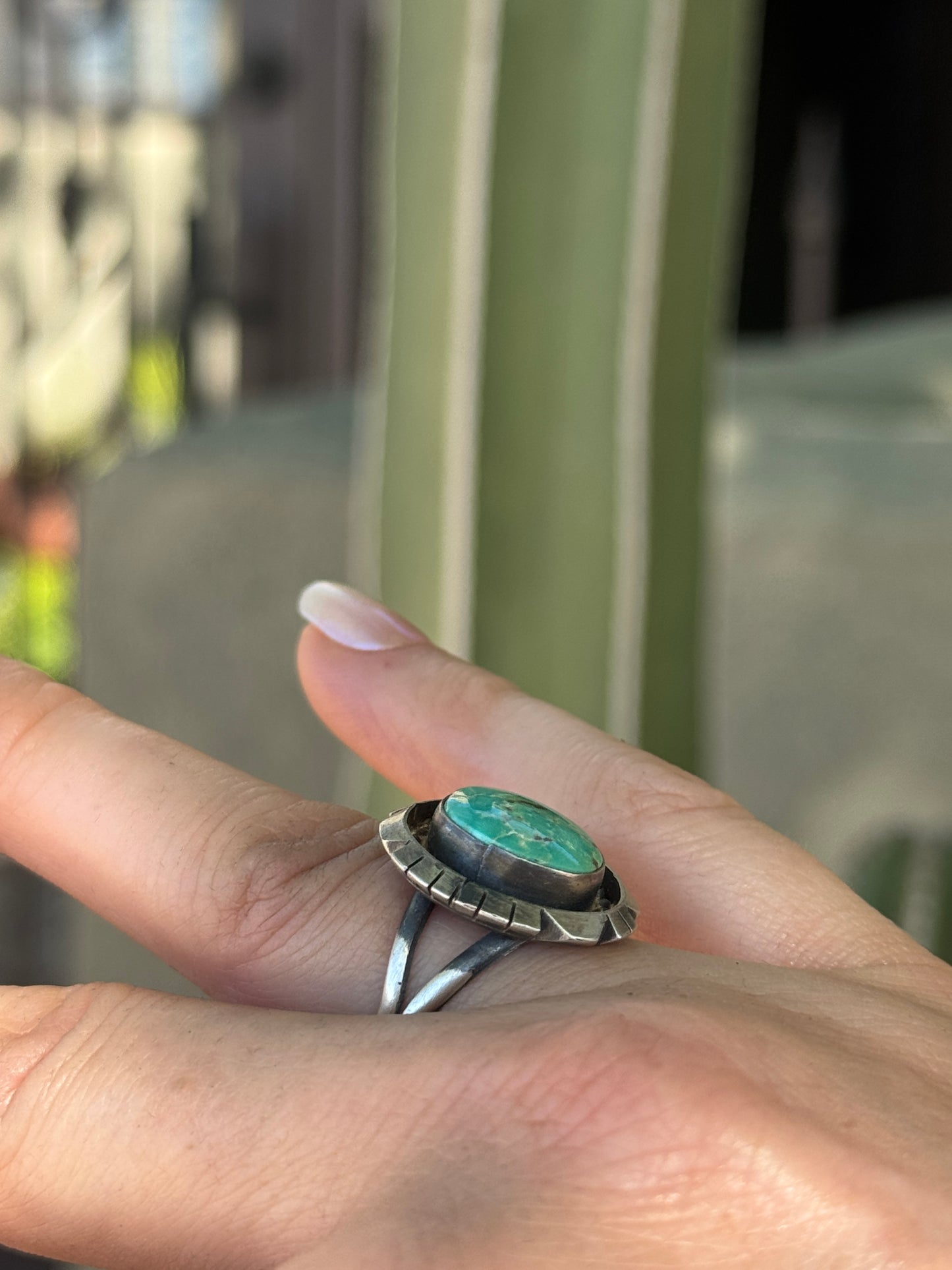 Turquoise sterling silver ring, size 8