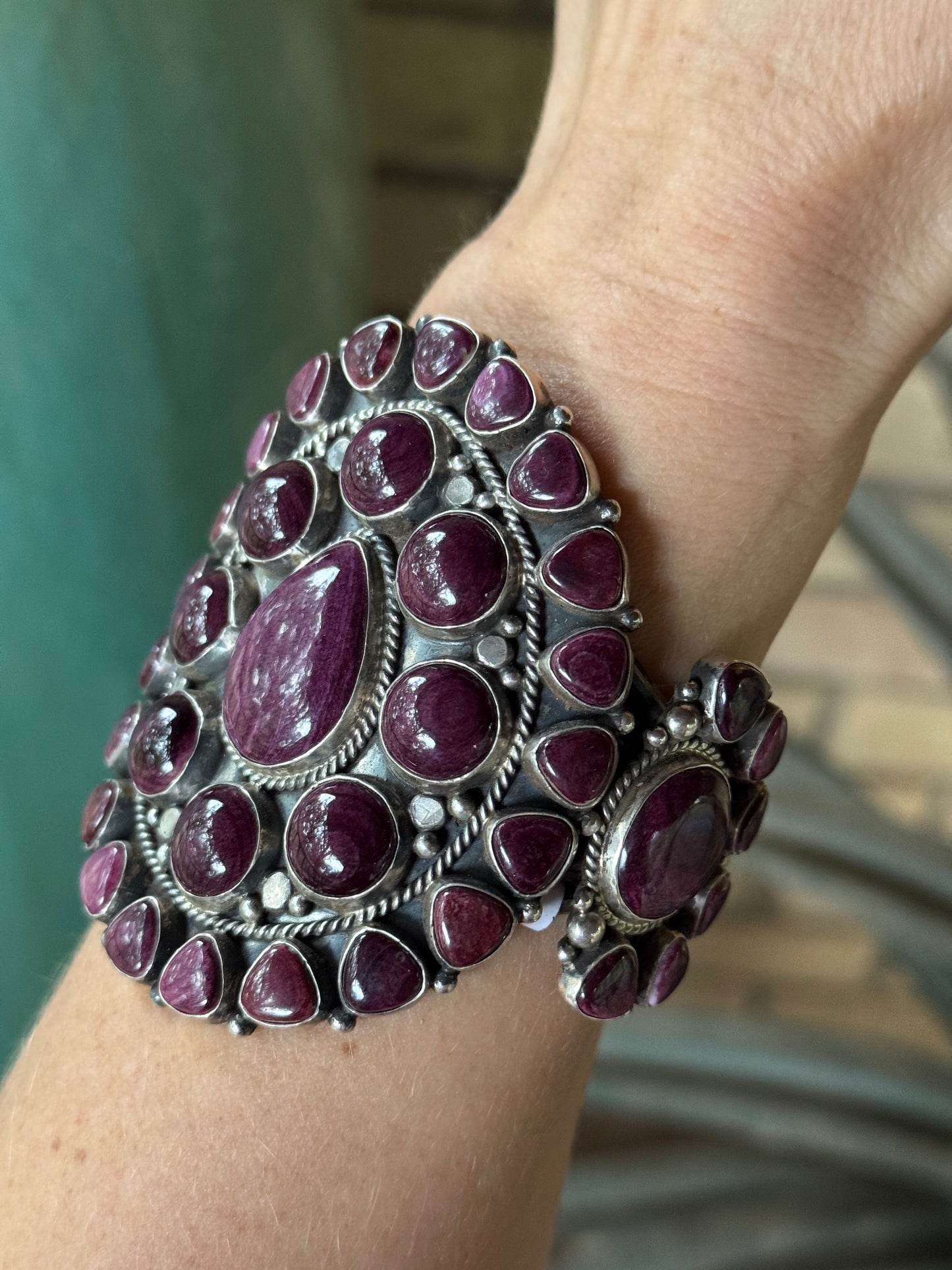 Stunning, huge Purple Spiny Oyster cuff by Tyler Brown