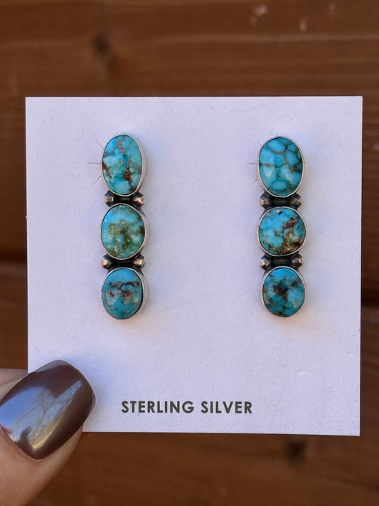 Webbed Kingman 3 stone Sterling Silver earrings