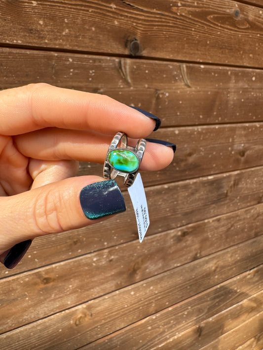 Double band Sonoran Gold turquoise ring - size 7