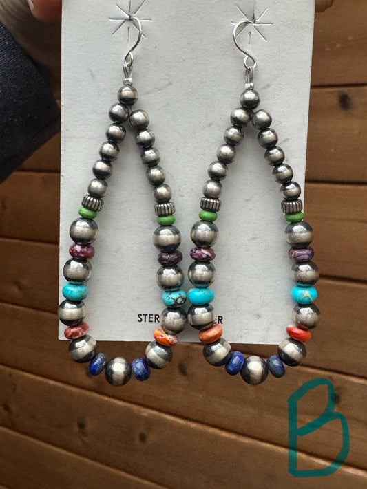 Multi color Navajo pearl earrings