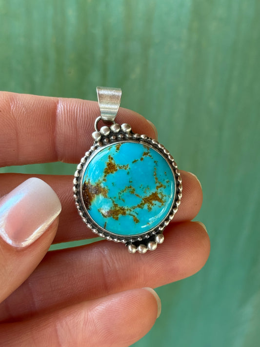 Turquoise Sterling Silver round pendant