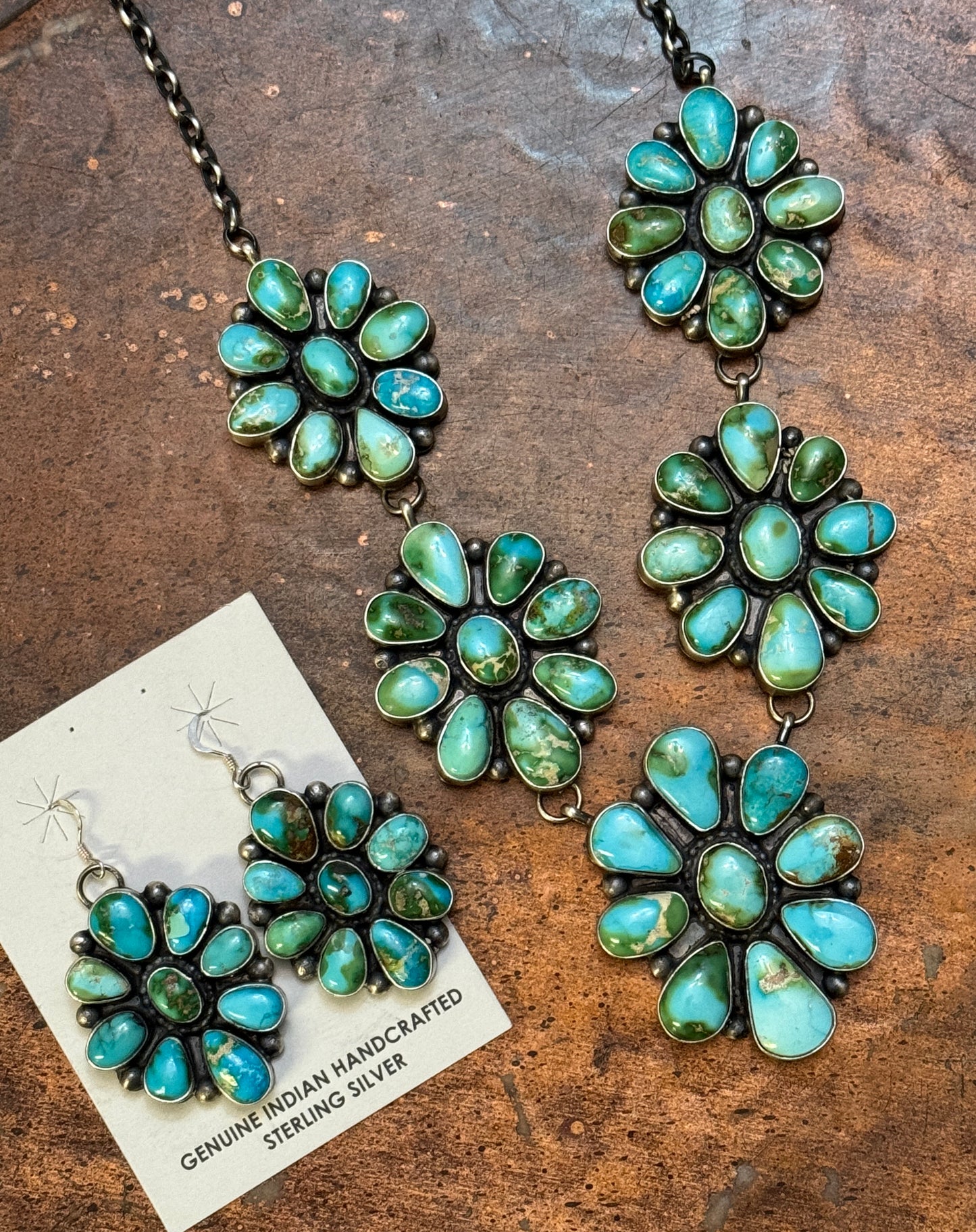 Sonoran Gold cluster necklace and earrings set