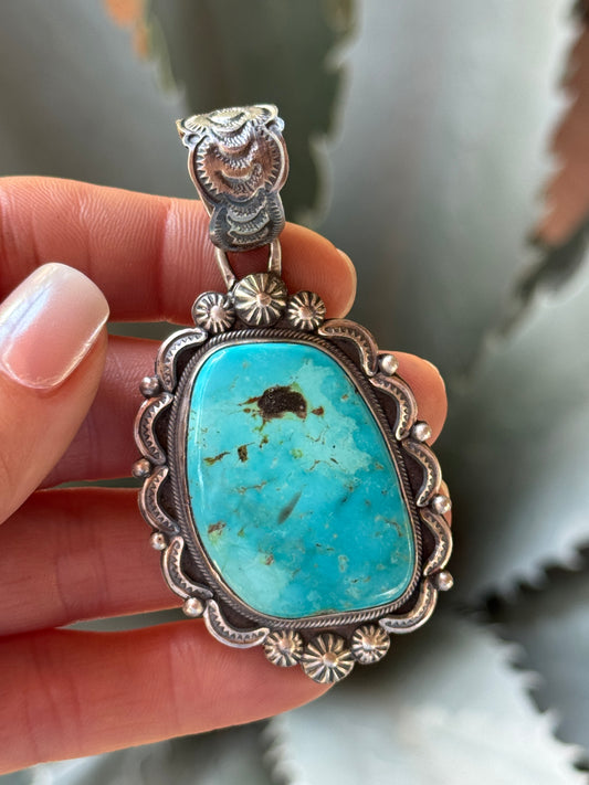 Bennie Ramone Sterling Silver Kingman Turquoise pendant