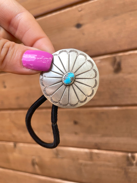 Sterling silver turquoise hair tie