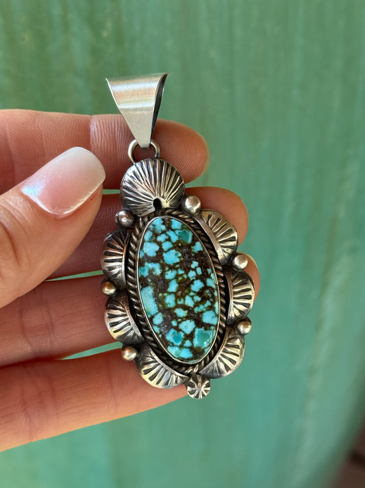 Sterling Silver webbed Kingman oval pendant