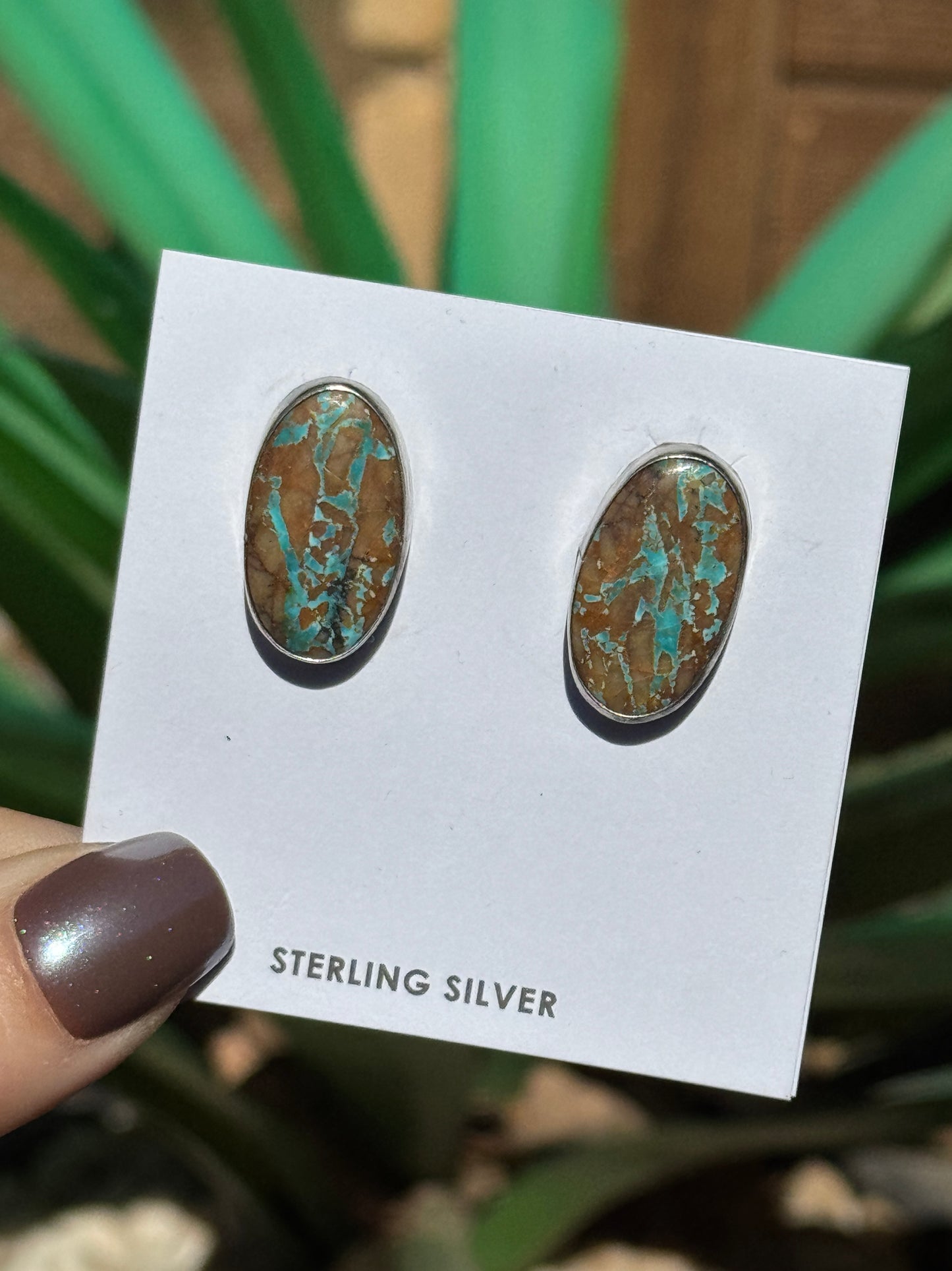 Boulder turquoise sterling silver earrings