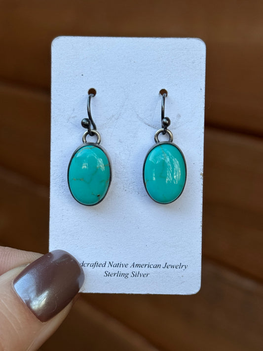 Kingman Turquoise Sterling silver dangle earrings