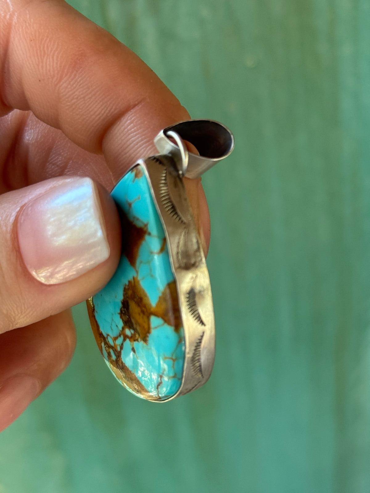 Gloria Rios stamped Sterling Silver Turquoise pendant
