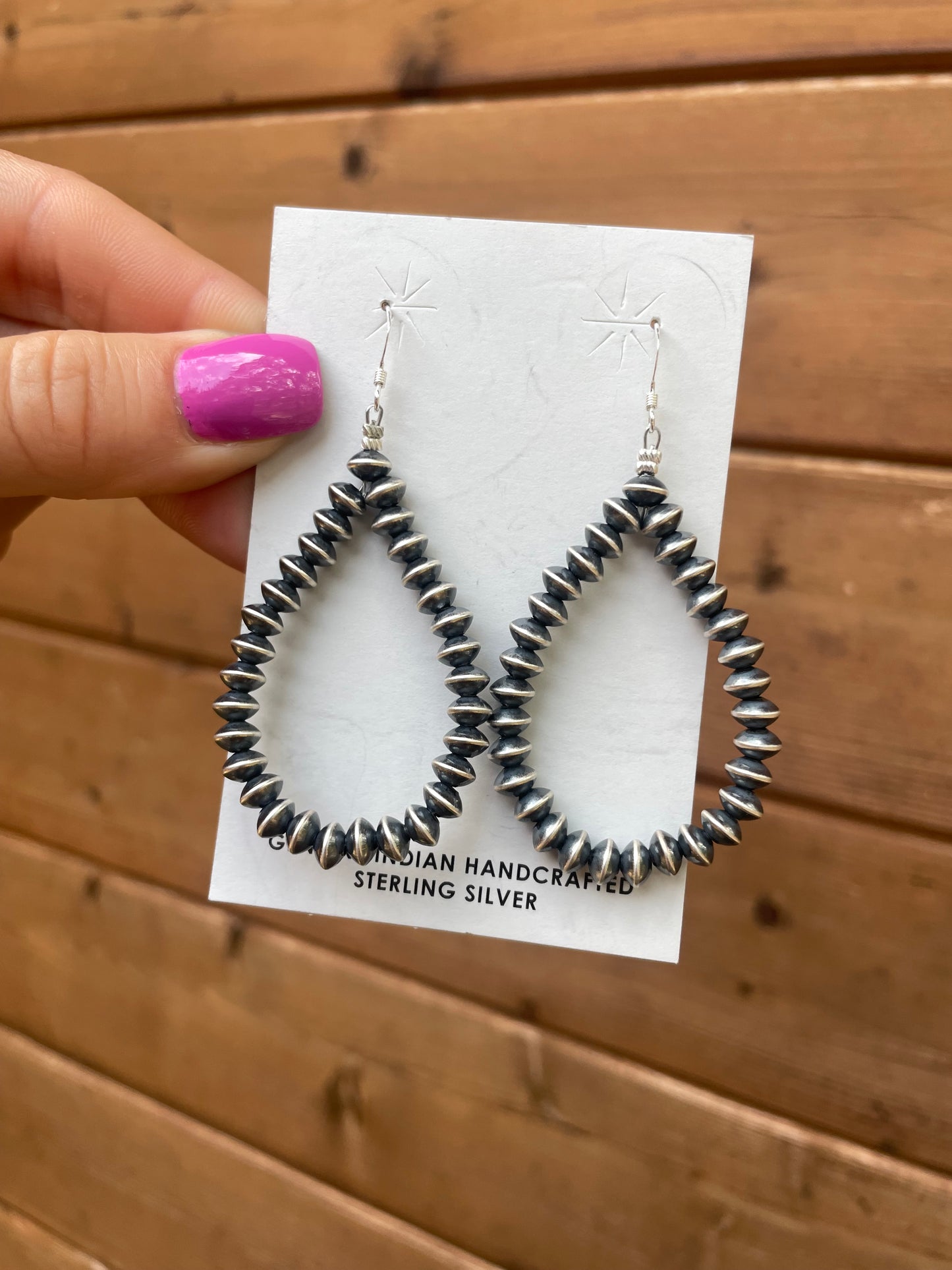 Sterling Silver beaded teardrop earrings