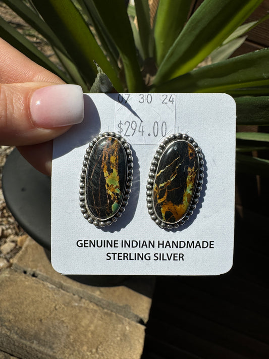 Black Jack oval earrings