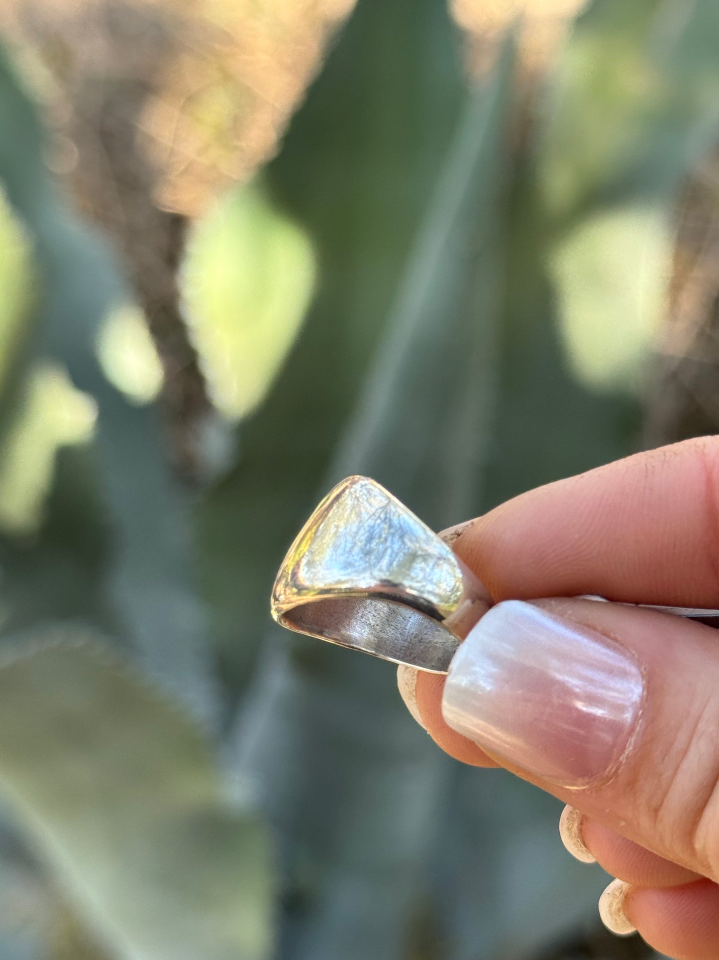 Sterling silver wide ring by Raymond Coriz, size 6.5