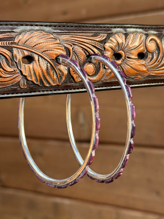 Federico Purple Spiny Sterling Silver XL hoop earrings