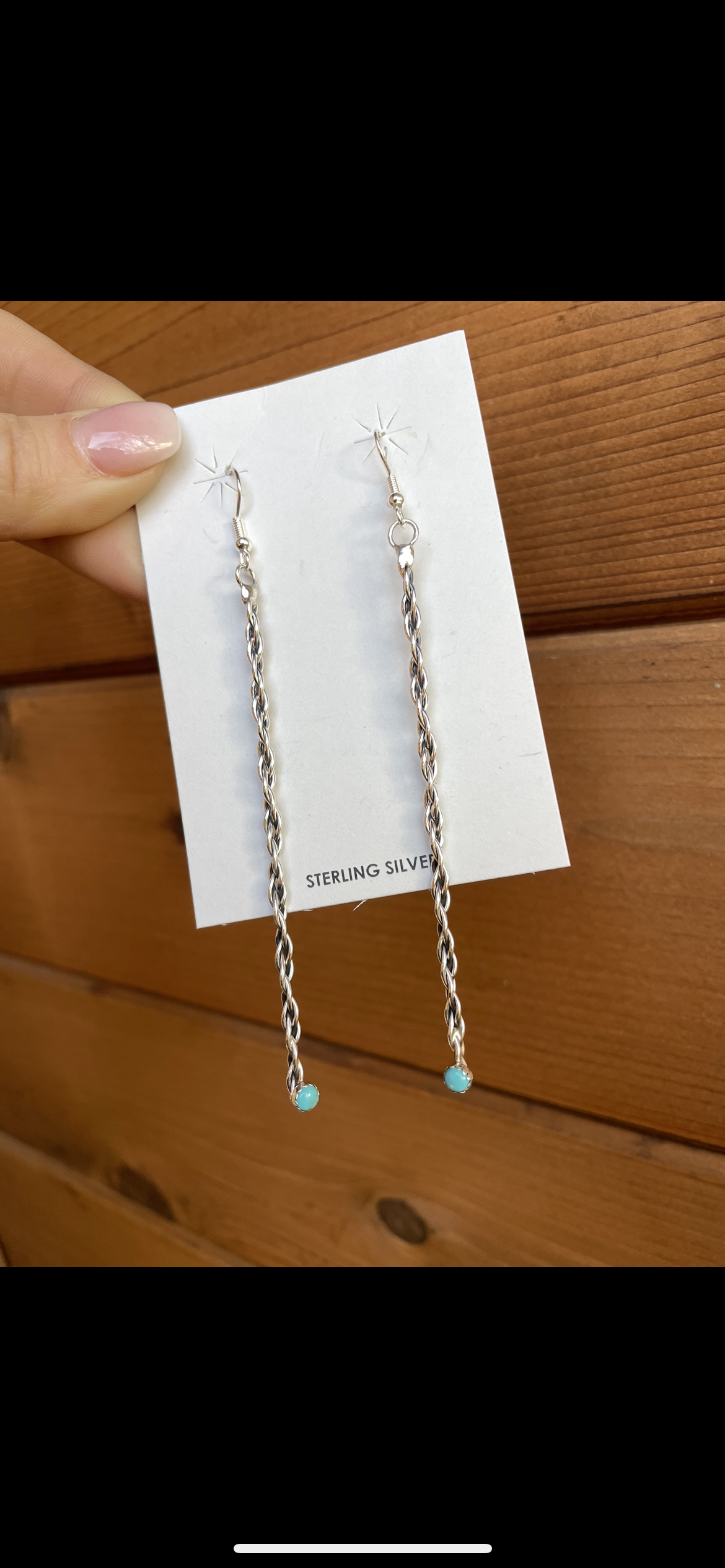 Long chain link with turquoise earrings