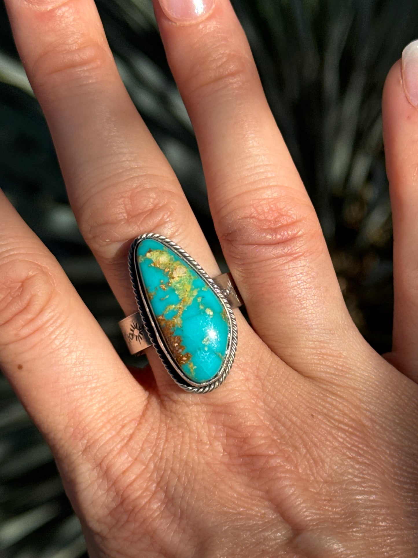 Bessie Skeets Kingman Turquoise adjustable ring