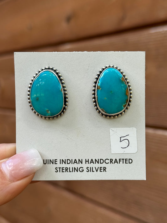 Kingman turquoise large stud earrings