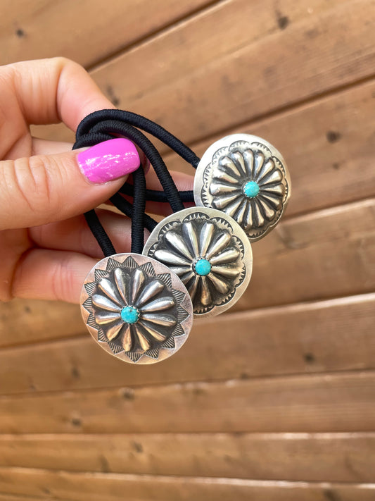 Sterling silver turquoise hair tie