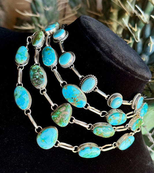 Tia Long Navajo made Sonoran Gold Turquoise choker necklace