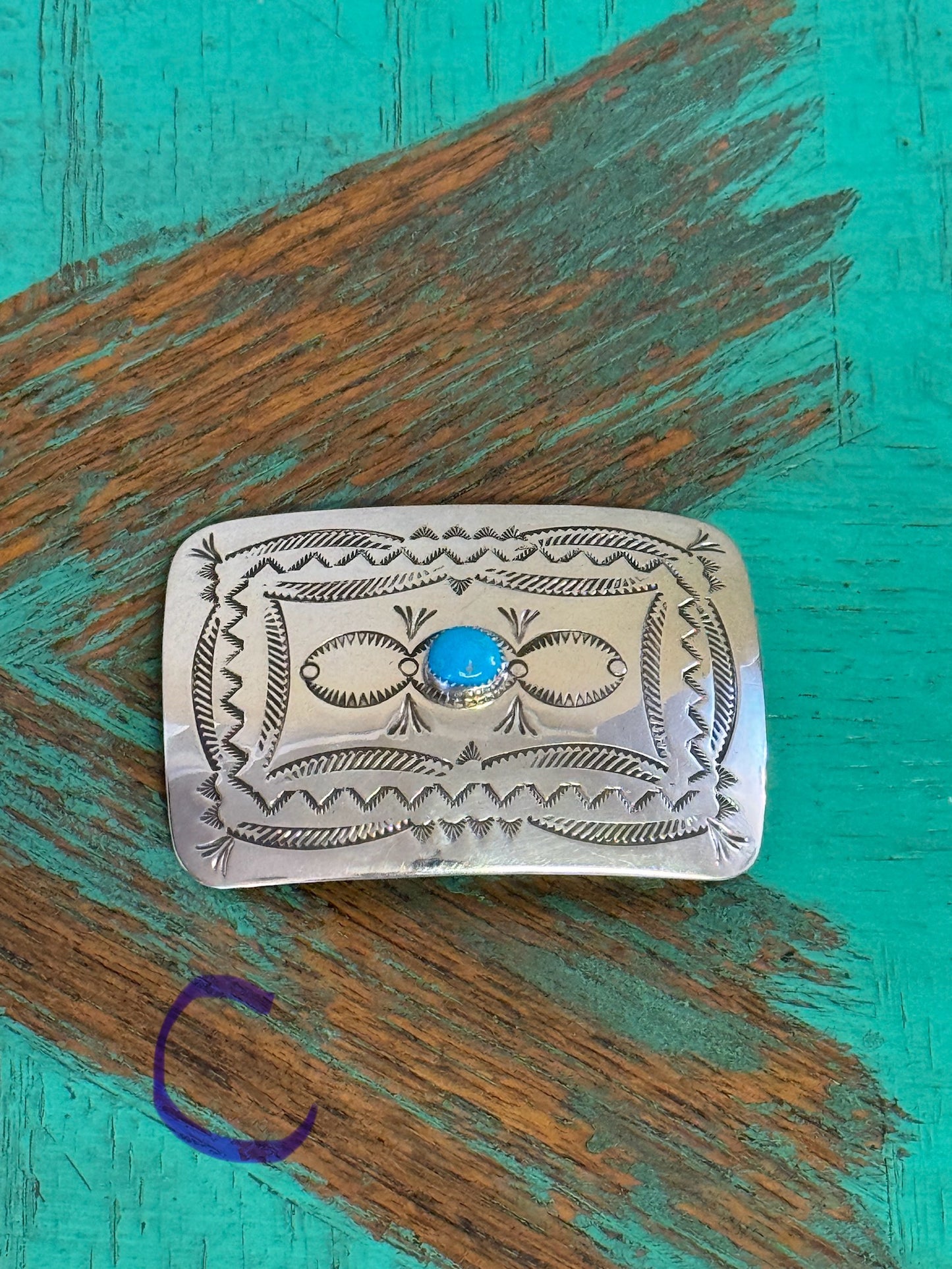 Sterling silver buckle with turquoise stone