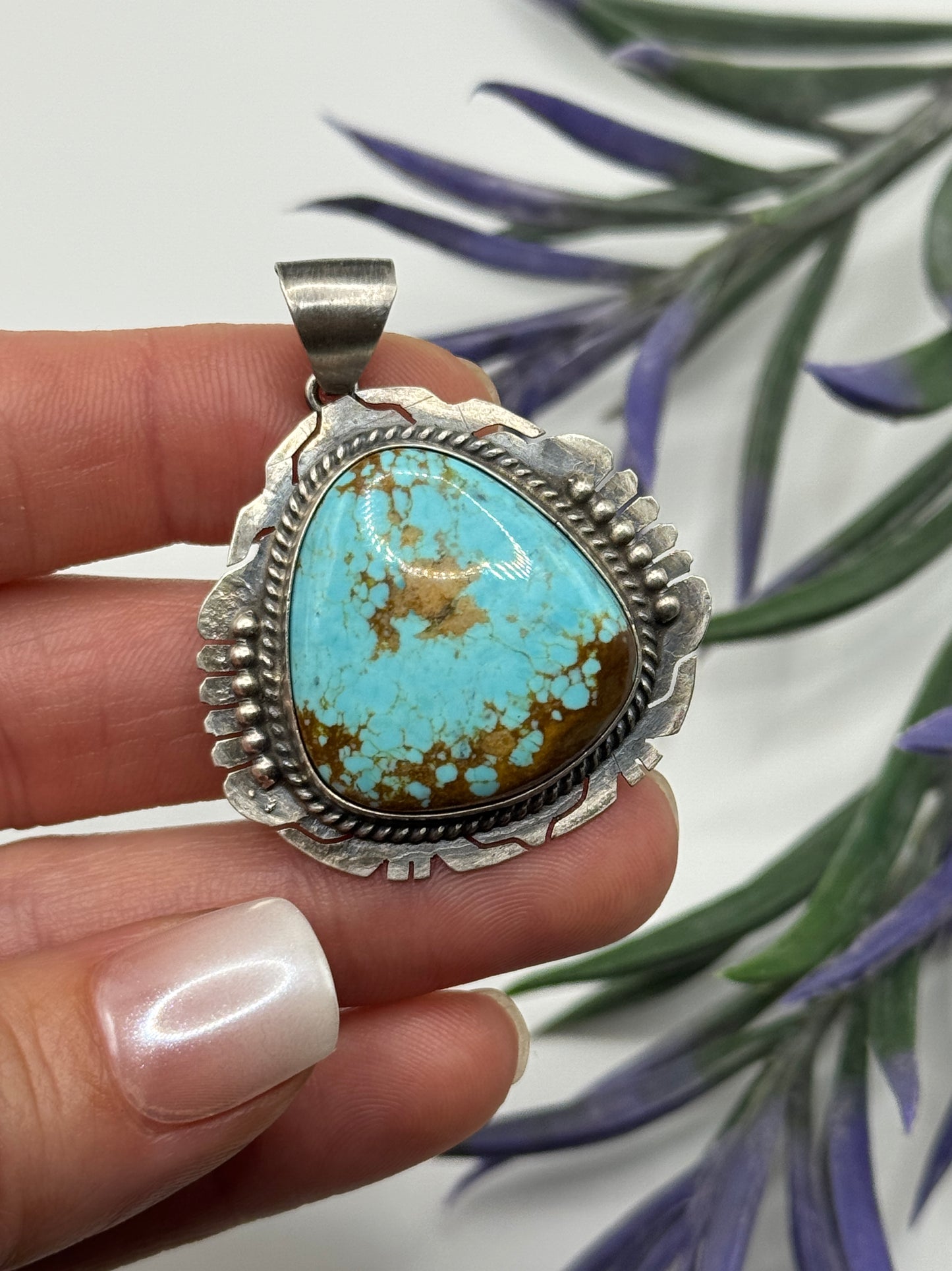 J. Frank Sterling Silver #8 Turquoise pendant