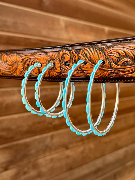 Federico Sterling Silver turquoise hoop earrings