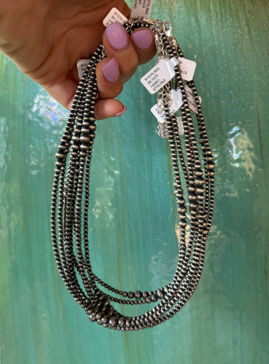 3-6mm 16” sterling silver necklace