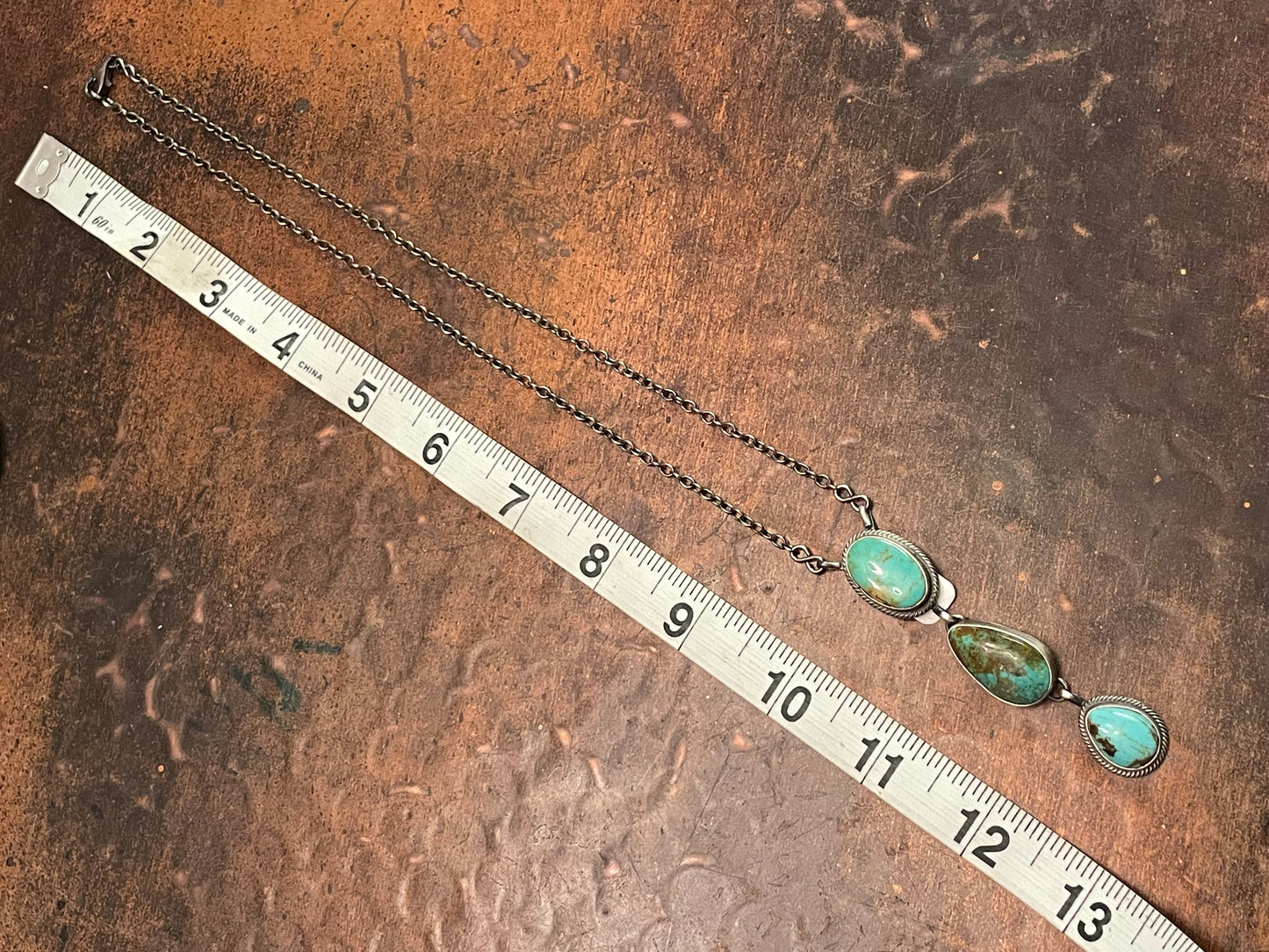 Multi turquoise 3 stone necklace