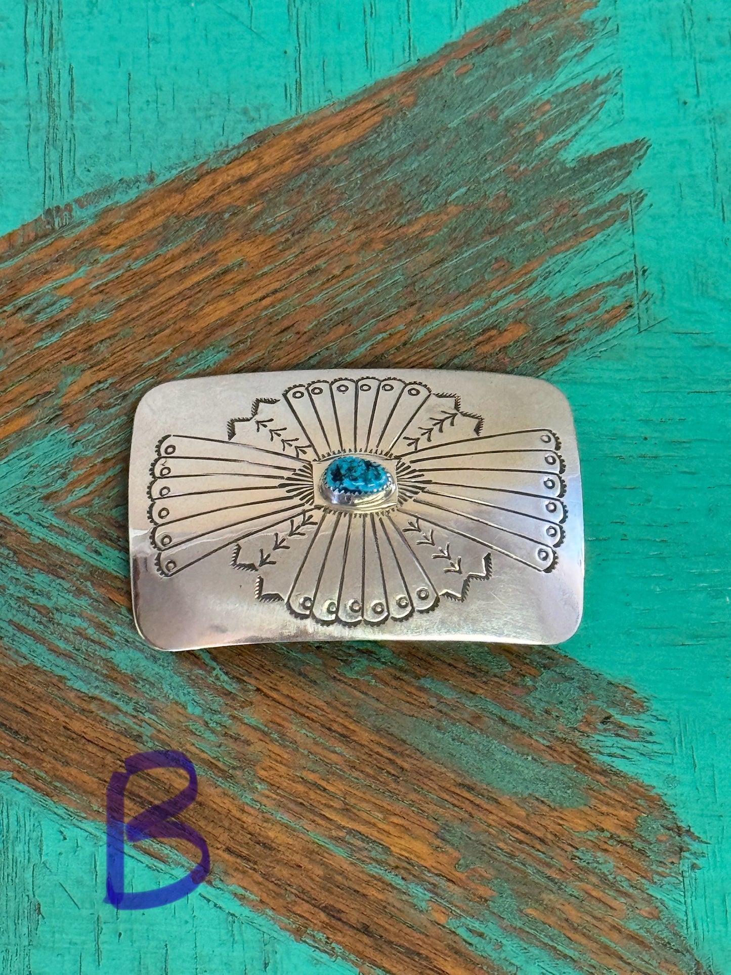 Sterling silver buckle with turquoise stone