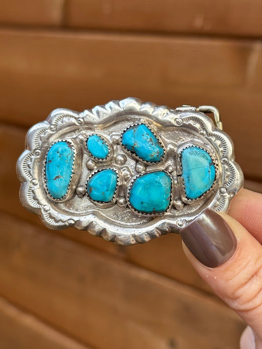 Turquoise sterling silver buckle