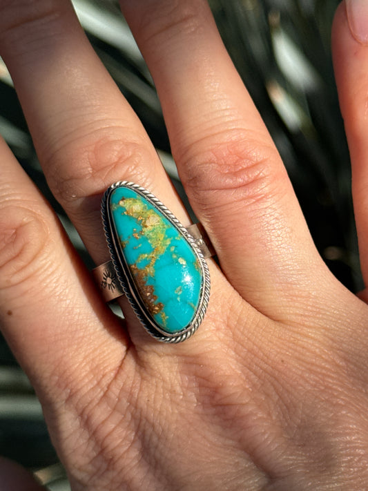 Bessie Skeets Kingman Turquoise adjustable ring